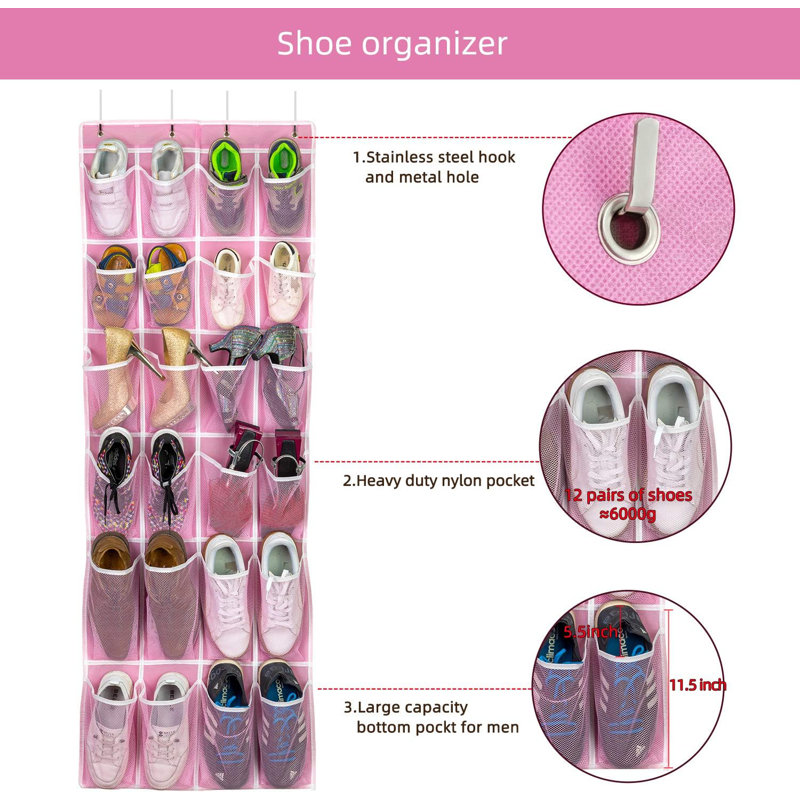 Ensemble de 2 range-chaussures suspendus rose