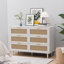 43,31 po, armoire de rangement à 6 tiroirs en rotin, pour chambre à coucher, salon, blanc-331591028