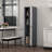 Narrow Metal Broom Storage Cabinet with Hooks and Shelves, Heavy-Duty Utility Organizer for Bathroom, Gym, Office, and Garage