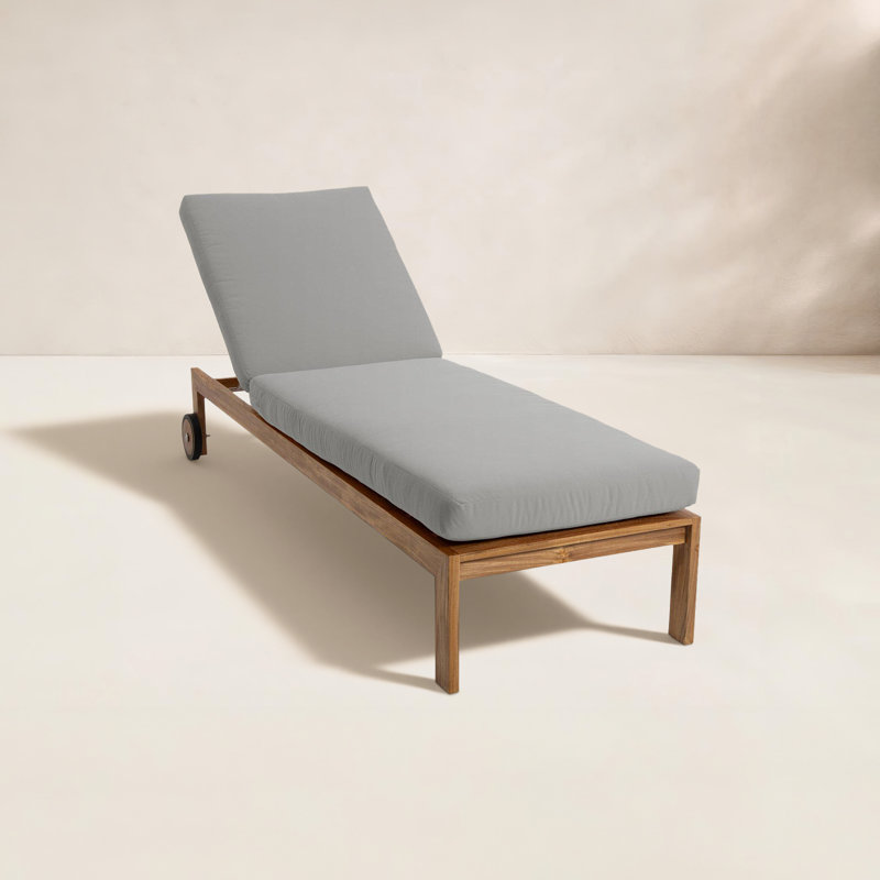 Venice Outdoor Teak Chaise Lounge, Granite