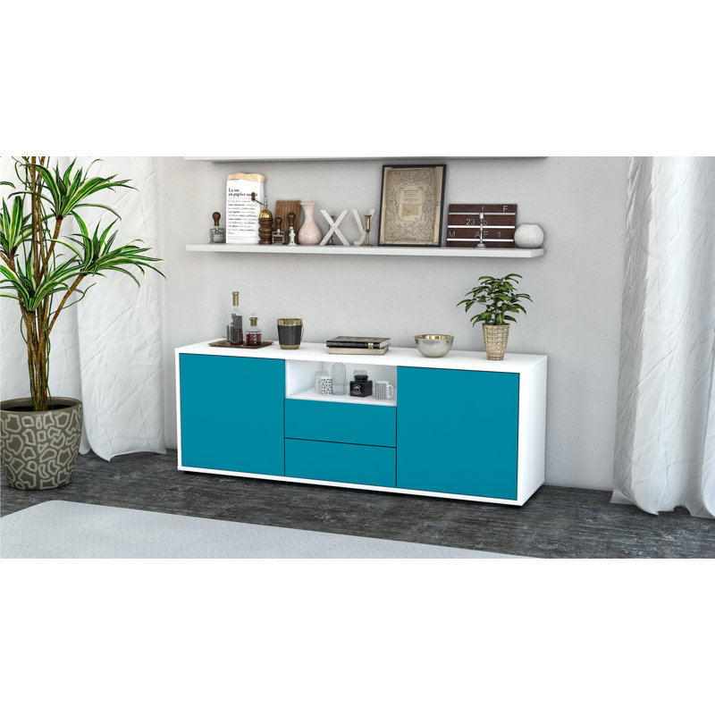 Wyche Unfinished TV Stand for TVs up to 60", Turquoise / Matte White