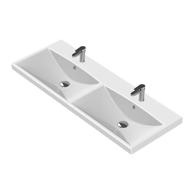 Lavabo de salle de bain rectangulaire en céramique avec trop-plein 17,72 po CeraStyle, Robinets monotrou