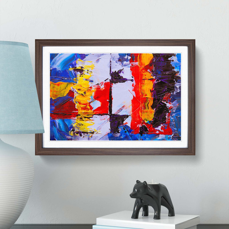 Abstract Art Painting Vol.478 by S.Johnson - Picture Frame Painting Print, Walnut Framed, 27cm H x 36cm W x 2cm D
