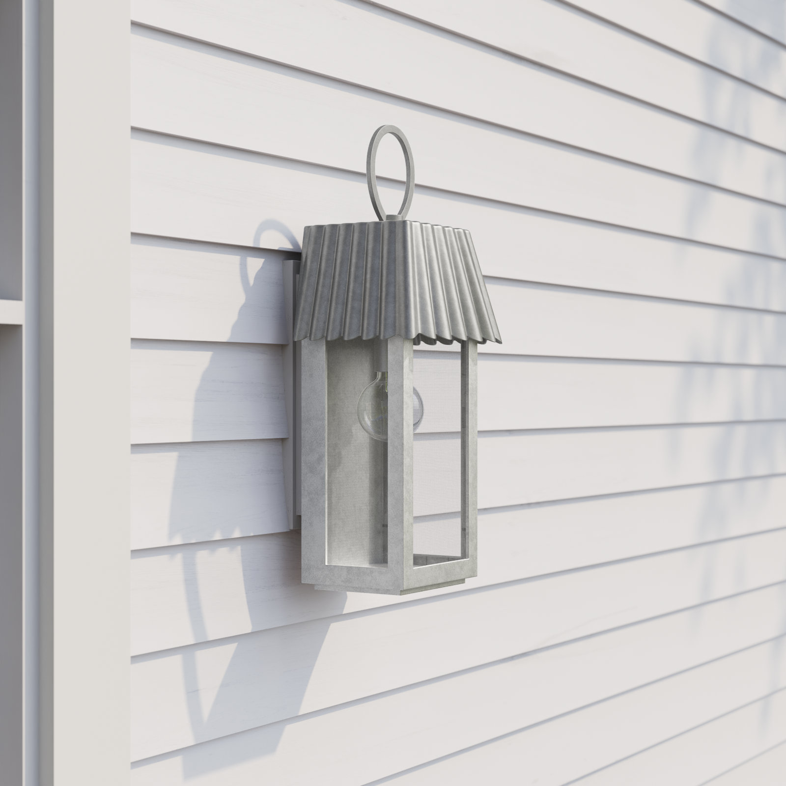 Godin Outdoor Wall Lantern, Galvanized, 22.38" H x 8.5" W x 7.13" D
