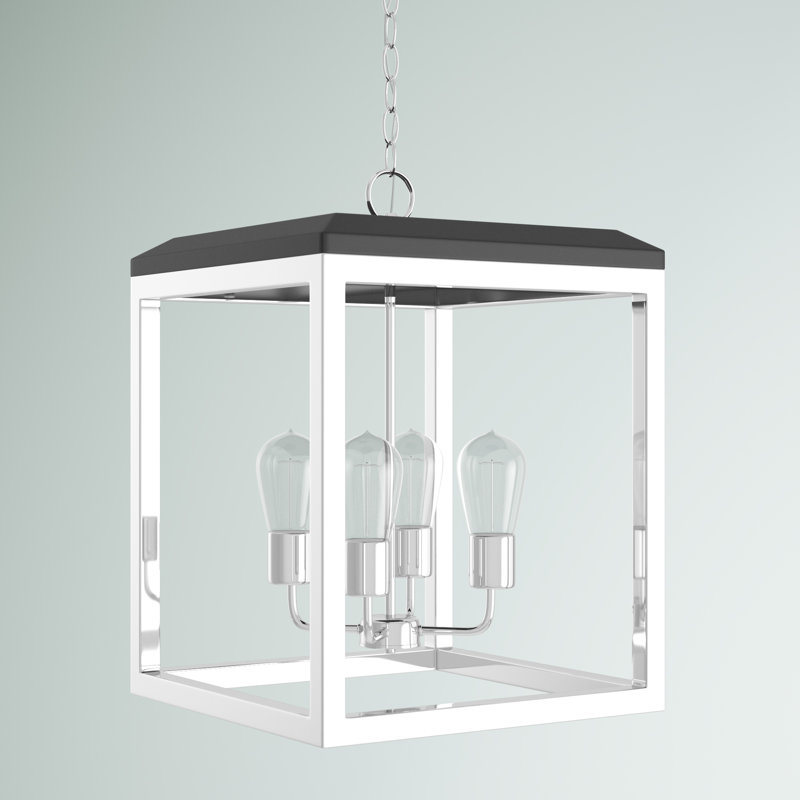 Adel 4 - Light Polished Nickel / Black Accents Lantern Pendant