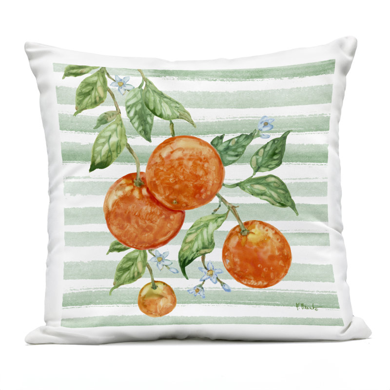 Juicy Orange Vine Outdoor Printed Pillow design by Paul Brent