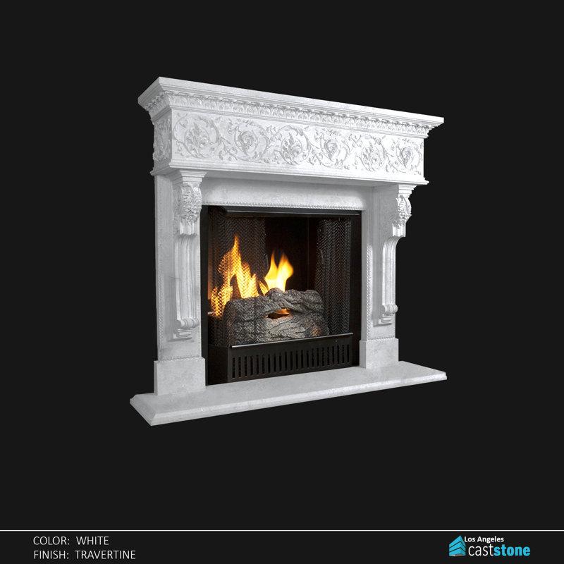 Arfa Fireplace Surround, White Travertine