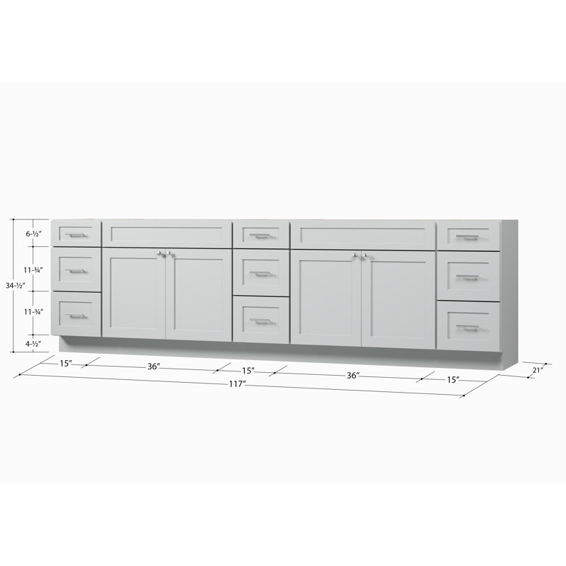 Base de meuble-lavabo double 117 po seulement, Gris