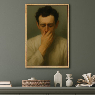 Vintage Style Man Covering Nose Picture, Classic Humor Wall Art Print for Modern Guest Bathroom or Subtle Toilet-Themed Decor