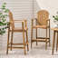 Ensemble de 2 tabourets de bar d'extérieur en bois d'acacia avec dossier à lattes-663635180