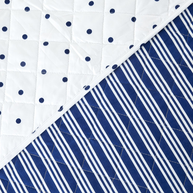 Nora No Striped Quilt, King Quilt + 2 King Shams, Navy