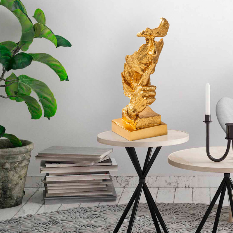 Elegant Hand-Painted Decorative Object, Gold Finish, 5.9 x 12.6 x 5.9 Inches | 100% Polyester, Unique Color Variations | Perfect for Home Decor, Living Room Accent, and Gift Ideas, Stylish and Eye-Catching Design