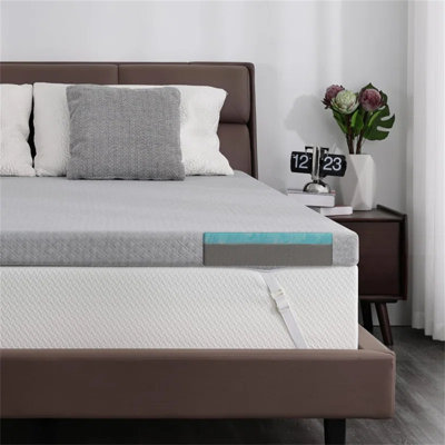 3 Inch Mattress Topper, Firm Memory Foam Bed Topper For Pain Relief, Gel Charcoal Cooling Mattress Pad High Density Mattress Topper With Removable Cover
