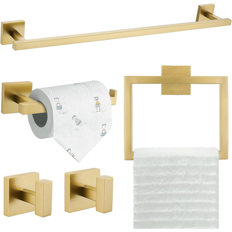 5 - Piece Bathroom Hardware Set, Brushed Gold