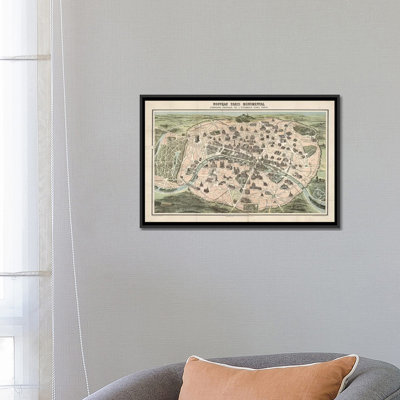 «Paris Monument Map» par Vintage Apple Collection, impression sur toile tendue