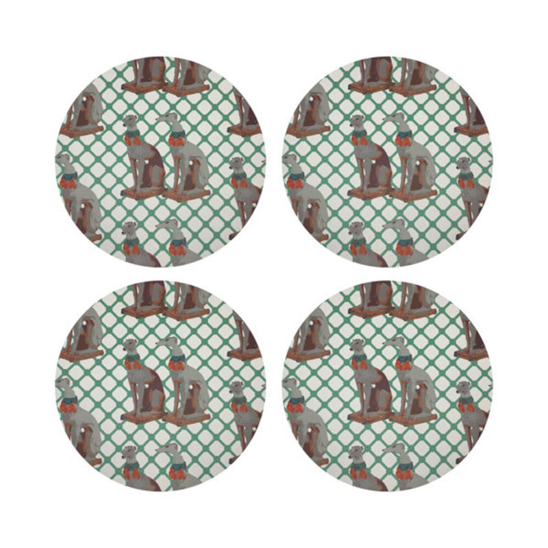 Regal Greyhound Vegan Leather Round Placemats, Marion
