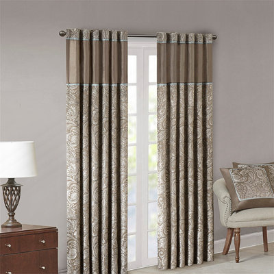 Woven Light-Filtering Curtain Panel Pair With Elegant Paisley Design And Premium Faux Silk Finish.