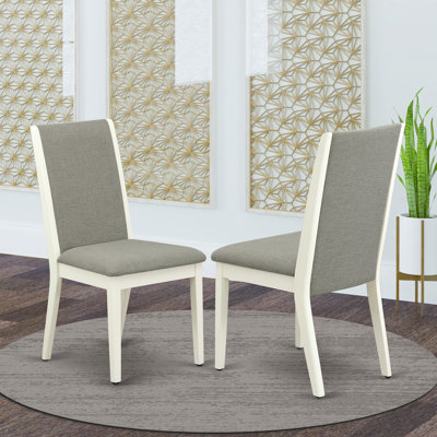 Aboubakry Parson Chairs - Shitake Linen Fabric set of 2 Padded Dining Chairs