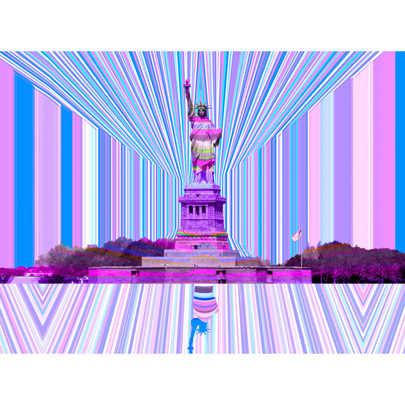 Statue Of Liberty, NYC, Summer Print by Batya Kuncman, 24" H x 32" W, Wrapped Canvas