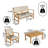 Barclay Modern 4-Piece Acacia Wood Outdoor Patio Conversation Set, Teak Brown Seating Group with Light Gray Removable Cushions & Coffee Table-1408229184