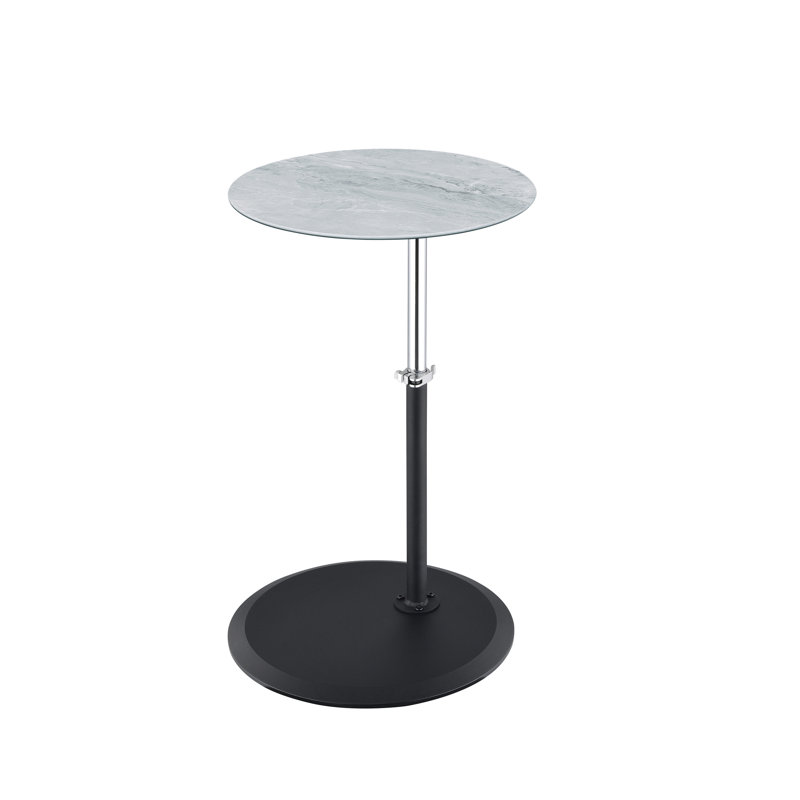 End Table With Height Adjustable Gray Marble Textured Top