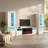 Delaine 126" Modern Entertainment Center with Electric Fireplace, High Gloss Finish, Media Storage-1264520815