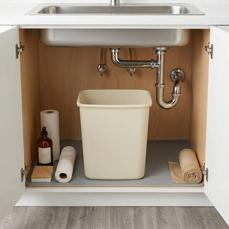 Poubelle rectangulaire en plastique 7 gallons | Ensemble de 6, Beige