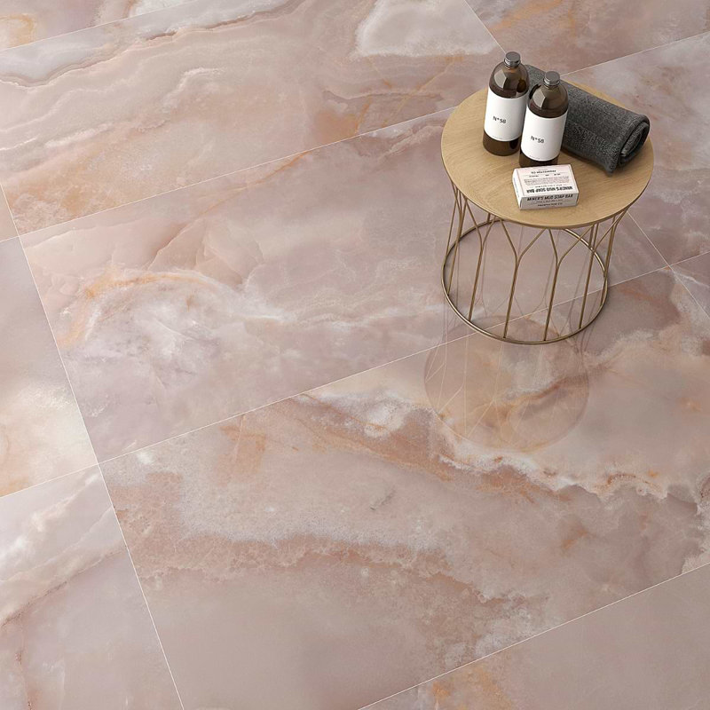 Jewel Onyx 24X48 Polished Porcelain Tile, Coral