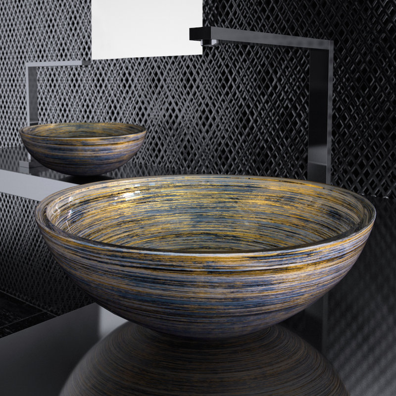 Graffiti 17.4'' L Bathroom Sink, Black / Silver / Ivory