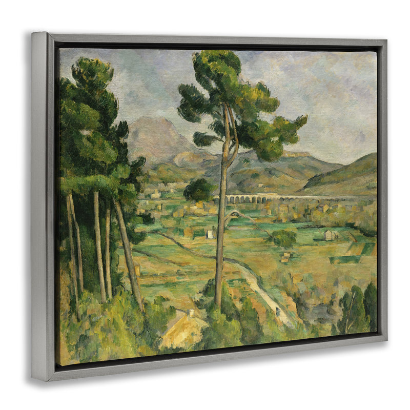 "Classic Cezanne Mont Sainte-Victoire", art mural gris sur toile flottante par one1000paintings, Cadre flottant gris lustré