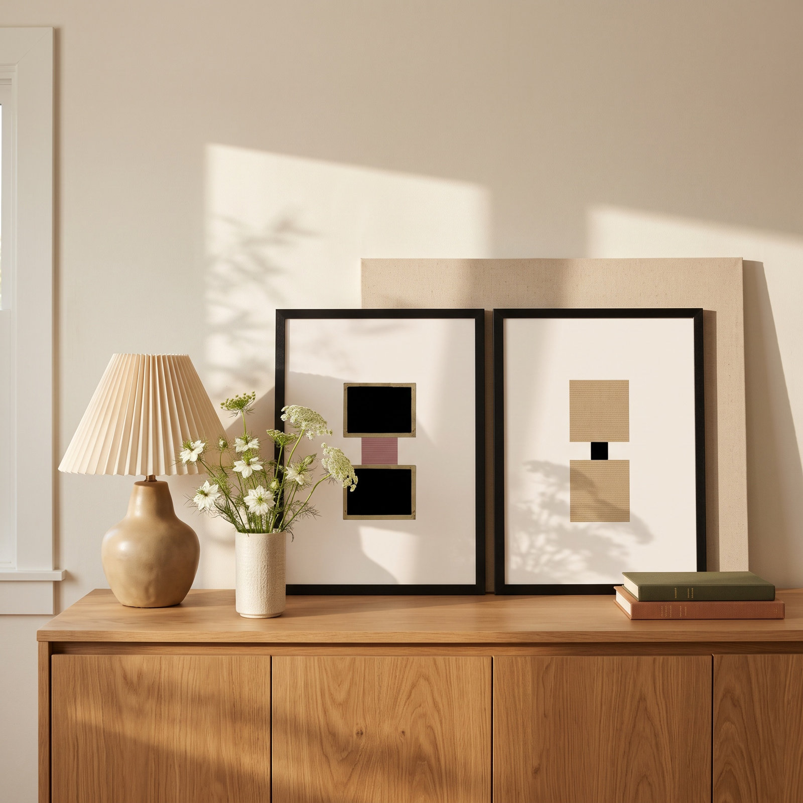 Cassara "Column" 2-Piece Print Set, 20" H x 16" W  x 1.25" D, Black Framed