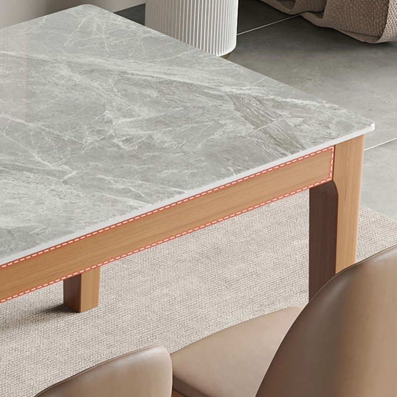 Table de salle à manger brune en bois fritté rectangulaire et bois massif, H 29,53 po x L 55,12 po x l 31,5 po