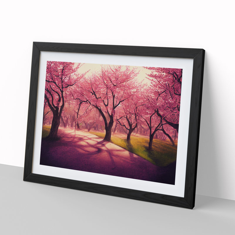 Breathtaking Cherry Blossom Trees - Single Picture Frame Print, Black Framed, 46cm H x 64cm W x 2cm D