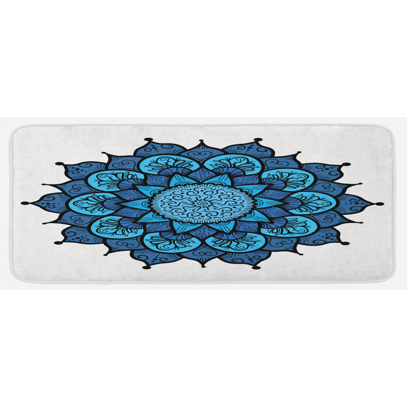 Tapis de cuisine hippie traditionnel magic leaves style traditionnel magic et blue