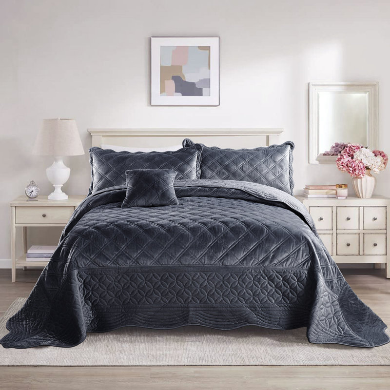 Ensemble de couette surdimensionné de 4 pièces en microfibre douce, Couette queen + 2 taies d'oreiller standard + cous