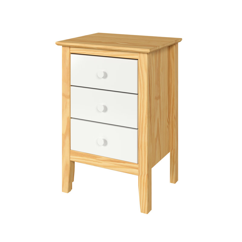 Parmelee 17'' W Solid Wood Nightstand, Natural/White