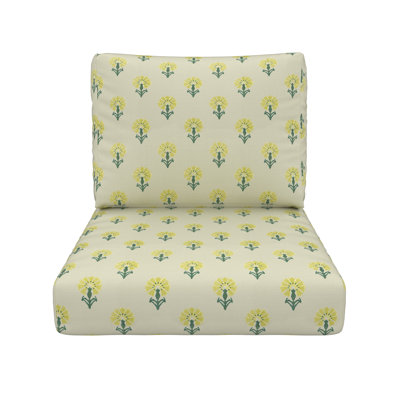 Amala Floral Block Print Outdoor Sunbrella® Seat/Back Cushion by Birch Lane