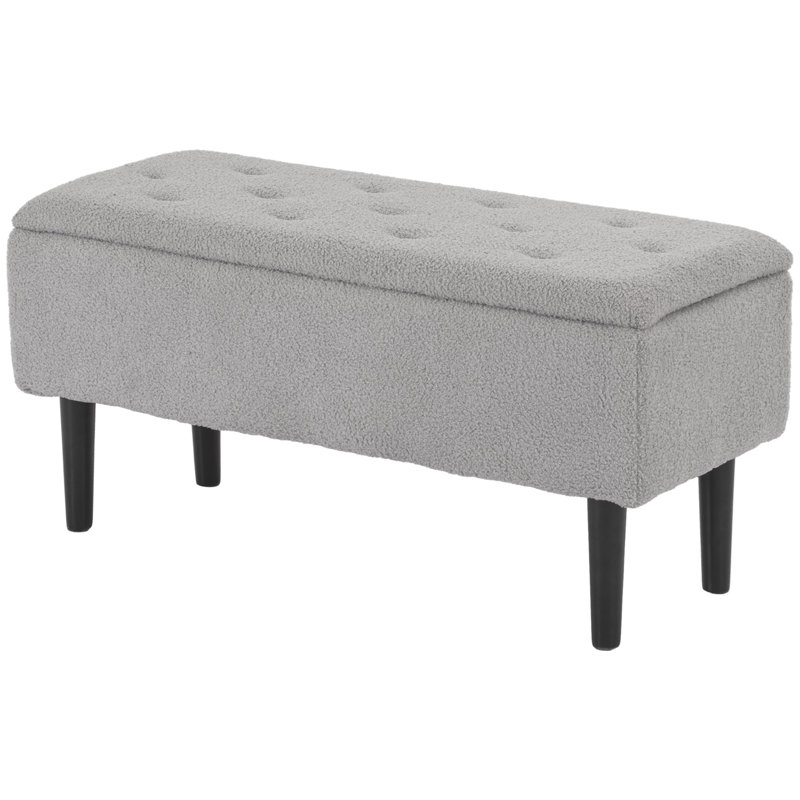 Margaet Polyester Upholstered Storage Bench, Gray