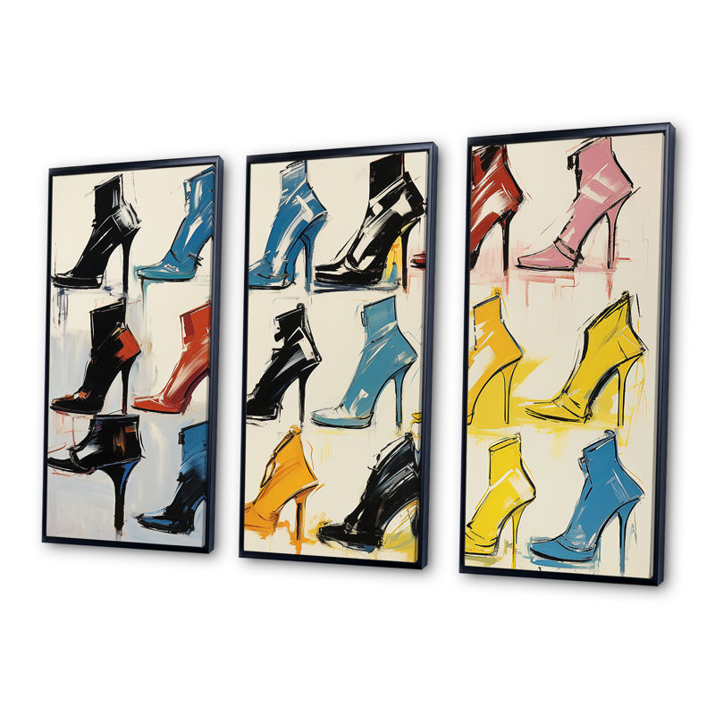 Talon coloré coloré Pop Art - Art mural Pop Art, H 40 po x l 60 po, Cadre flottant noir