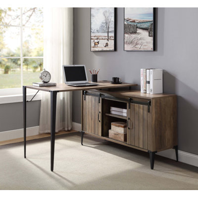 48" Gray Oak & Black Finish Writing Desk