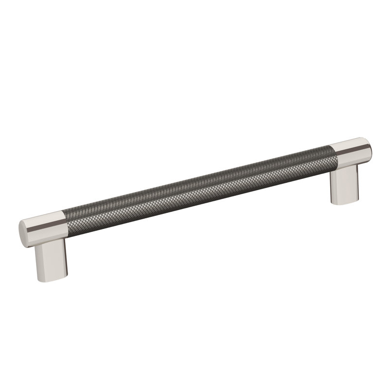 Esquire 8 inch (203mm) Center-to-Center Polished Nickel/Gunmetal Cabinet Pull, 8", Polished Nickel/Gunmetal