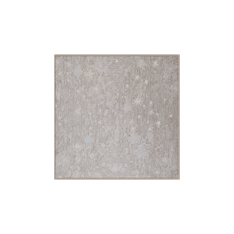 Tapis beige soyeux et moelleux, Carré 8 pi