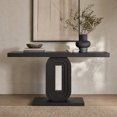 Console de 55,1 po de largeur avec base piédestal ovale, canapé étroit pour le vestibule, le salon ou la chambre à coucher