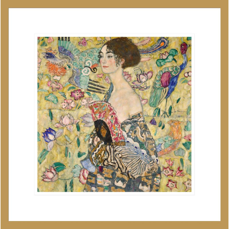 «Dame mit Fächer» par Gustav Klimt, impression giclée encadrée, H 17,84 po x l 17,75 po