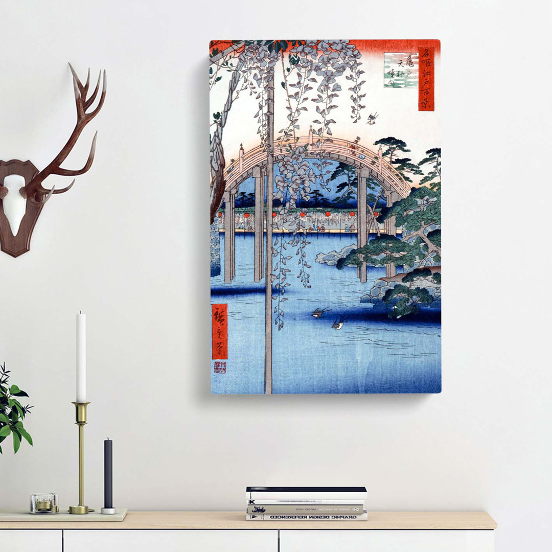 Kameido Tenjin Shrine Grounds by Utagawa Hiroshige - Wrapped Canvas