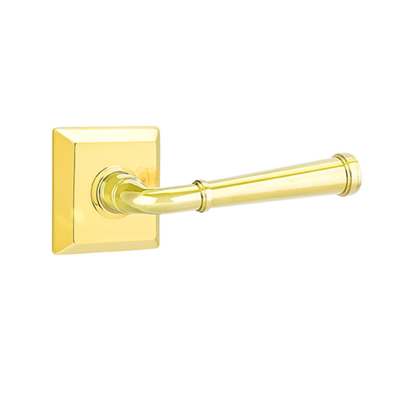Merrimack Round Passage (Hall & Closet) Door Lever with Square Rosette, Satin Nickel, Left