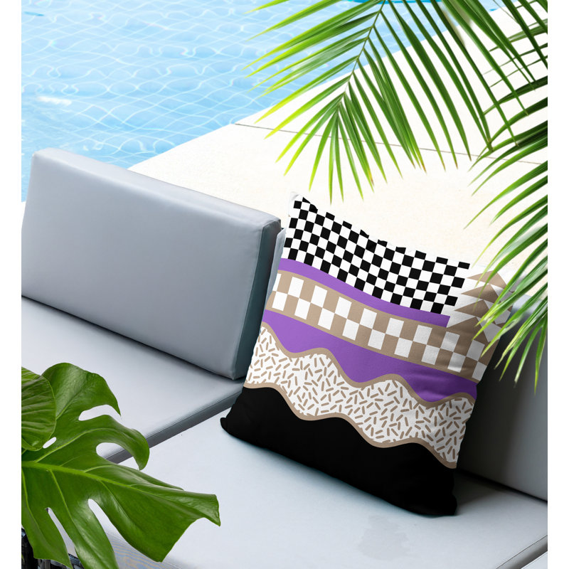 Coussin carré intérieur / extérieur Trix Abstract, Carré 16 po, Mauve