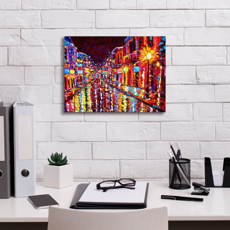  «New Orleans Hot Night Bourbon Street» par ADEL, art mural sur toile, 16 po x 12 po, H 12 po x l 16 po