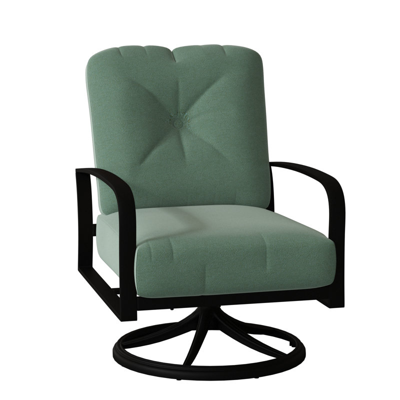 Chaise berçante en métal Fremont, Noir texturé, Toile spa Sunbrella®