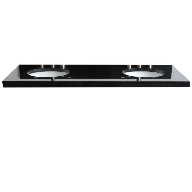 Plateau de meuble-lavabo double 65 po avec lavabo, Noir